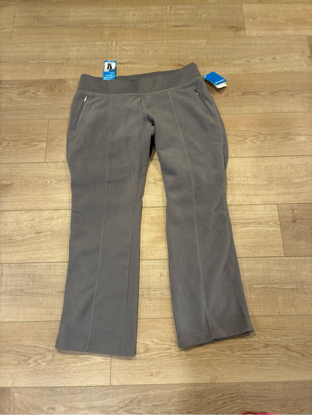 NWT Columbia pull on fleece pants dark grey zip pockets wide leg soft Gorp XL